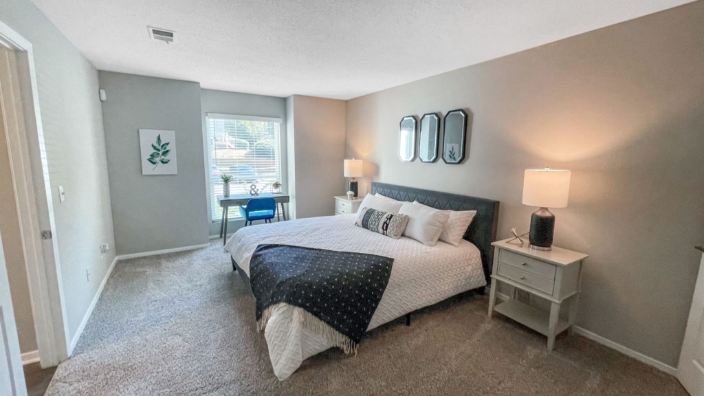 bedroom interior at apartments for rent peachtree corners 1 park central