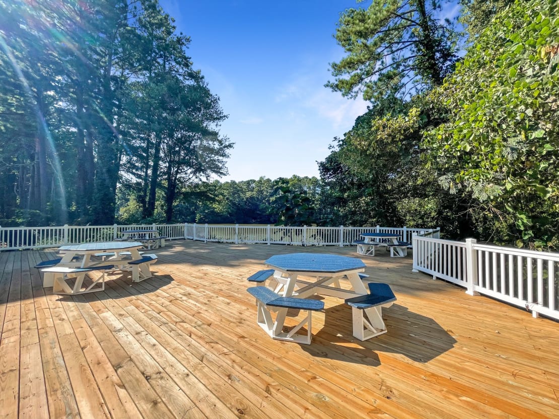 Pool and sun deck pictured at peachtree corners apartments